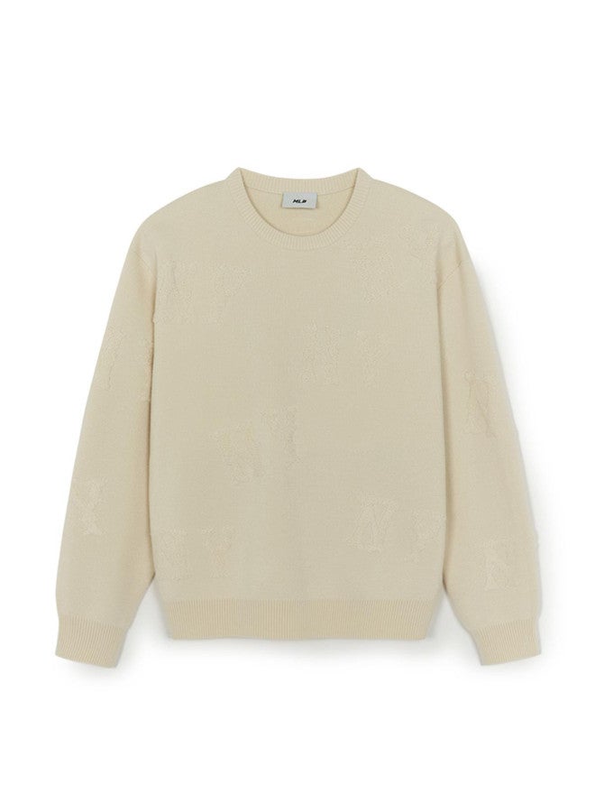 MLB Men'S And Women'S Couple Pattern Embossed Logo Solid Color Knitted Round Neck Sweater 25 Autumn Kpg01 - Image 4