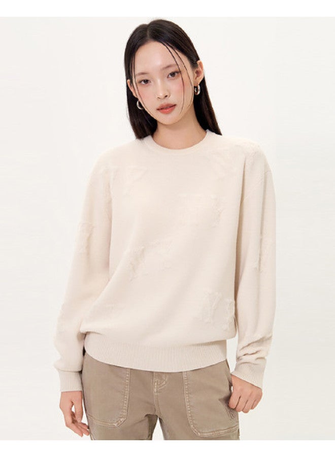 MLB Men'S And Women'S Couple Pattern Embossed Logo Solid Color Knitted Round Neck Sweater 25 Autumn Kpg01 - Image 1