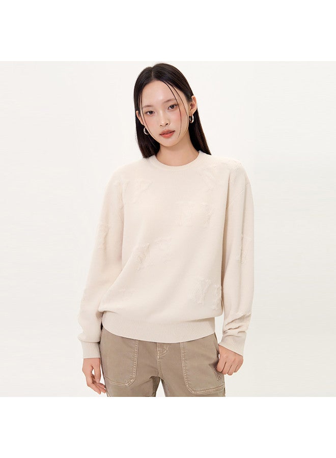 MLB Men'S And Women'S Couple Pattern Embossed Logo Solid Color Knitted Round Neck Sweater 25 Autumn Kpg01 - Image 2