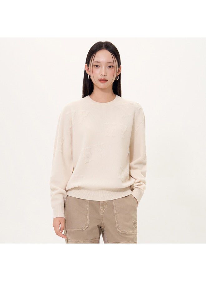 MLB Men'S And Women'S Couple Pattern Embossed Logo Solid Color Knitted Round Neck Sweater 25 Autumn Kpg01 - Image 3