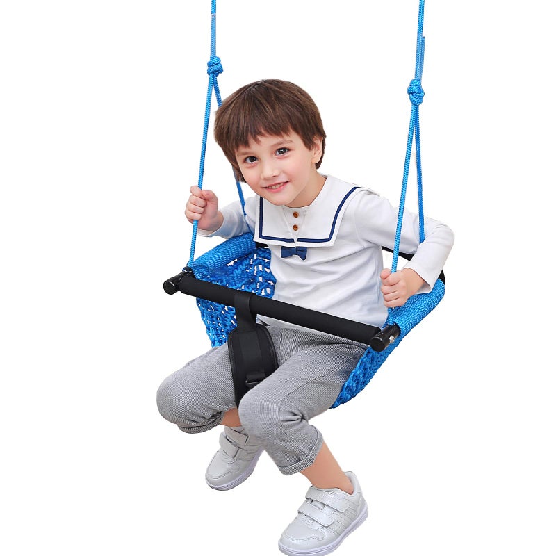 HiNa Kids Swing Seats Indoor HandMade Kids Swing with Adjustable Rope Outdoor Swing Seat Tree Swing Seat for Kids for Backyard Swing Seat for Kids for Playground Child Swing for Outside Blue