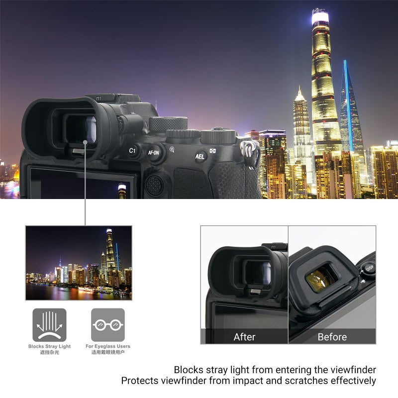 Kiorafoto Soft Silicon Camera Viewfinder Eyecup Eye Cup Eyepiece Replacement for Sony Alpha A1II A7R V A7RV A7R5 A7 IV A7M4 A7IV A9III A1 II A7S III A7SIII A7S3 ILCE-7SM3 EVF Eyeshade Replaces Sony FDA-EP19 - Image 4