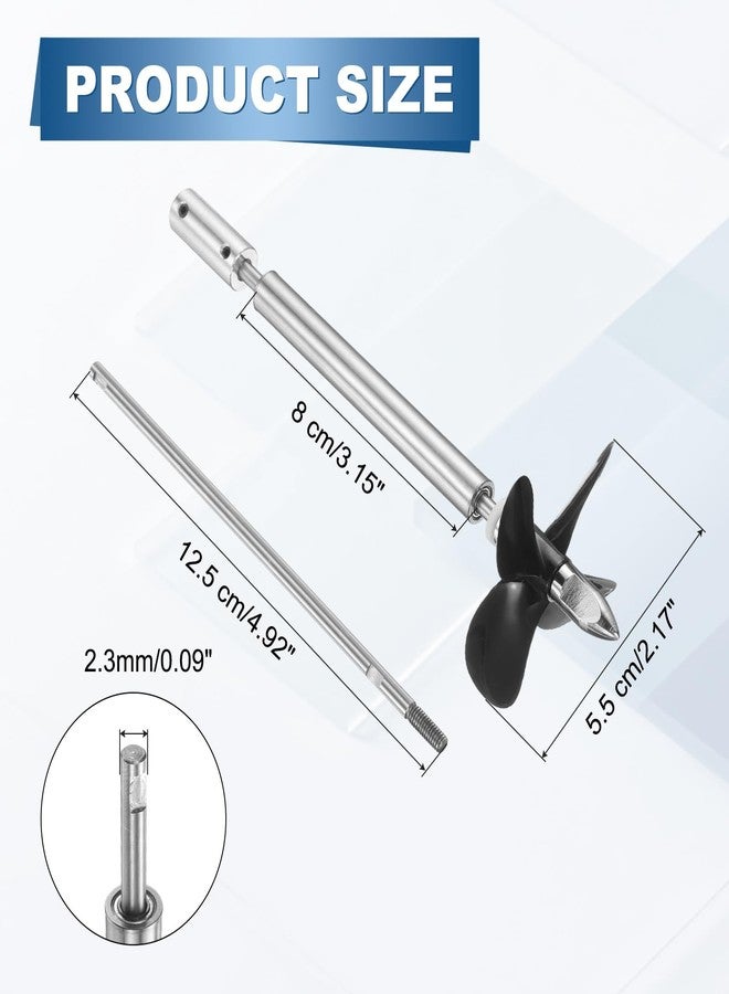 MECCANIXITY Drive Shaft Four Propeller and Coupling Joint for RC Boat Coupler Assemble Kit, L12.5cm Shaft, L8cm Sleeve, D5.5cm Four Propeller, Fit for 2.3mm Motor Shaft - Image 2