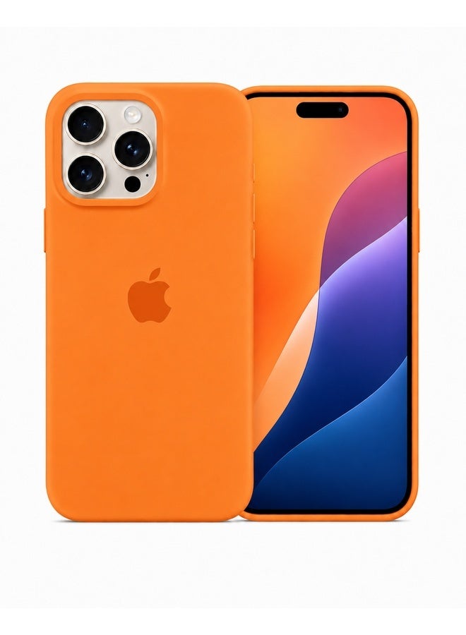 VR CREATIVE Apple iPhone 16 Pro Max Liquid Silicone Protective Case Cover with Microfiber Lining, Slim Shockproof Soft TPU Back Cover - Orange