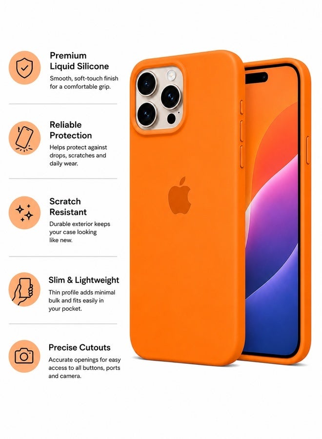 في آر كرييتيف غطاء حماية من السيليكون السائل لهاتف Apple iPhone 16 Pro Max مع بطانة من الألياف الدقيقة، غطاء خلفي رفيع من TPU الناعم المقاوم للصدمات - برتقالي - Image 4