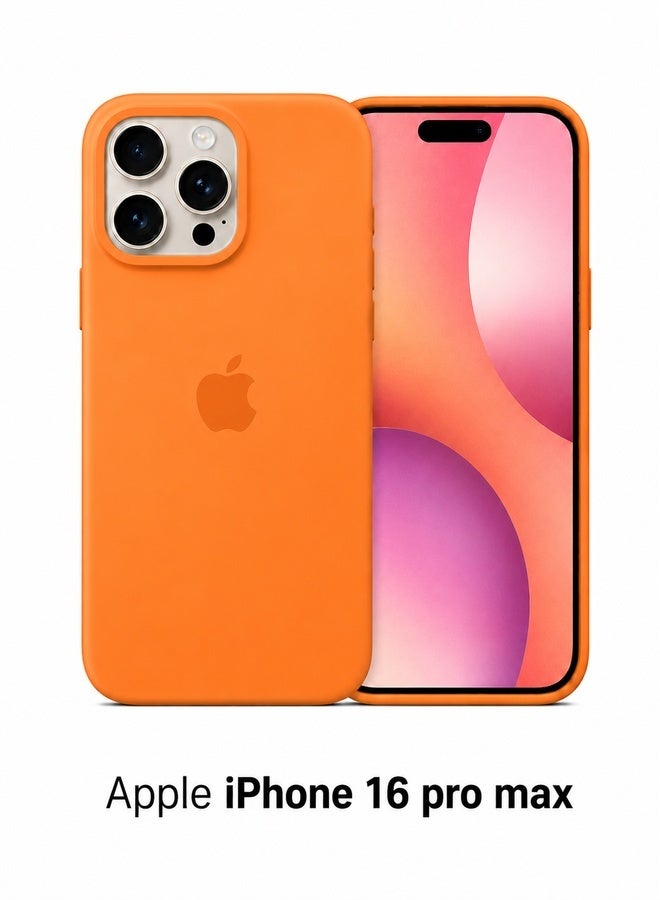 في آر كرييتيف غطاء حماية من السيليكون السائل لهاتف Apple iPhone 16 Pro Max مع بطانة من الألياف الدقيقة، غطاء خلفي رفيع من TPU الناعم المقاوم للصدمات - برتقالي - Image 2