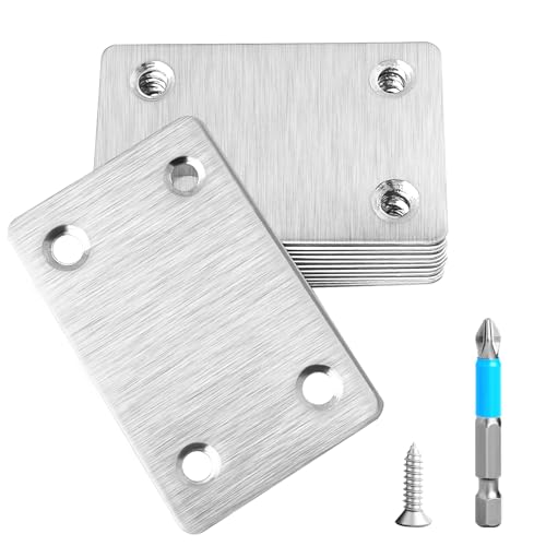 Anterrific 12 Pcs Mending Plate, 2.37 x 1.5 inch Stainless Steel Flat Plates with Holes, Straight Metal Mounting Braces Brackets Kit for Furniture, Wood Joint Connector (Silver, 2.36 inch) - Image 1