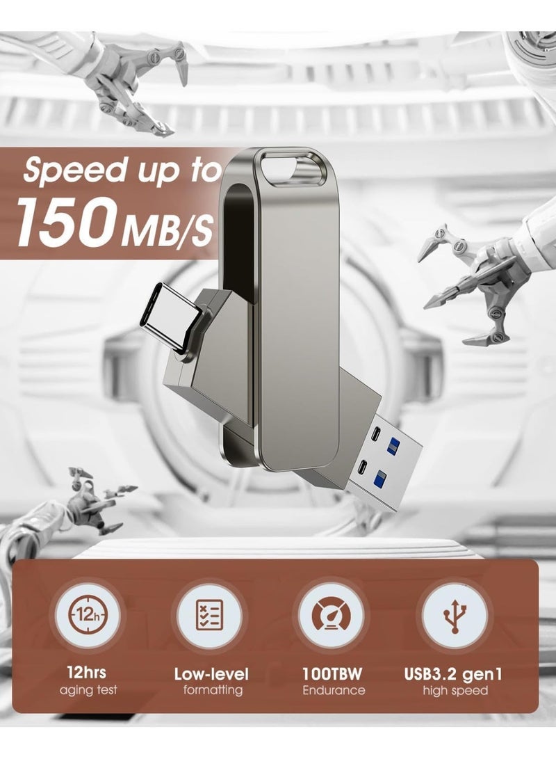 M.A&F's 128GB USB-C Flash Drive, USB 3.1 OTG Dual-Port Memory Stick, Fast Data Transfer up to 100 MBPS, Sleek Metal Design, Portable Keychain, Compatible with Android, iOS Devices - Image 5