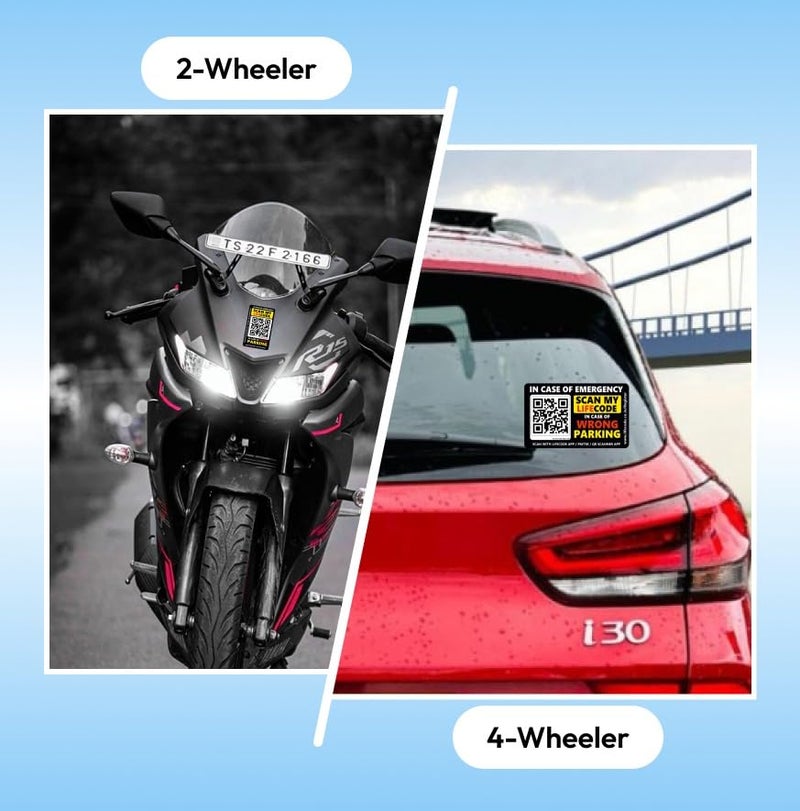 Lifecode (Pack of 2 Tags) Smart Security for Motorbike and Vehicles for Emergency or Wrong Parking Alert | Powered by QR Code Technology (Motorbike) - Image 5