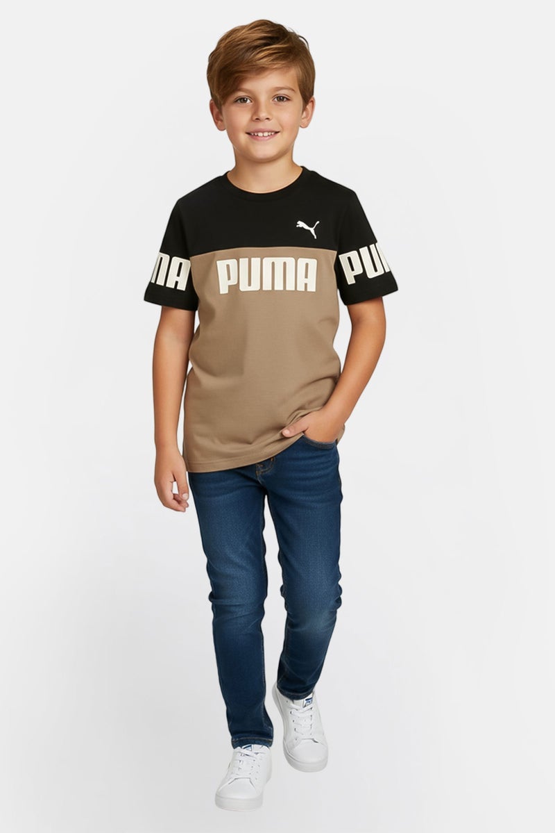 PUMA Kids Boy Sportswear Fit Short Sleeve Outdoor T-Shirt, Brown - Image 1