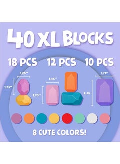 BUNMO BUNMO Stacking Rocks 40pcs | Safe for Ages 1+ | Montessori Toys for 1 Year Old | Wooden Stacking Blocks for Kids 1+ | Stimulating Creative & Imaginative Play | Sensory Toddler Toys  - Image 5