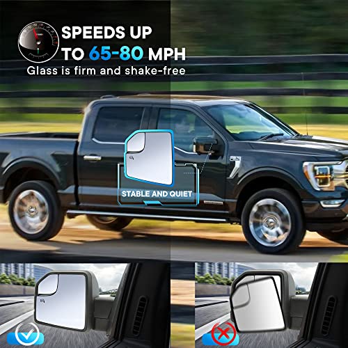 SNEMEEY Compatible with Ford F150 Driver Side Mirror Glass 2015 2016 2017 2018 2019 2020 2021, Left Heated Chrome View Mirror with Backing Plate, Blind Spot Convex Mirror with Rear Holder, FL3Z17K707A - Image 3
