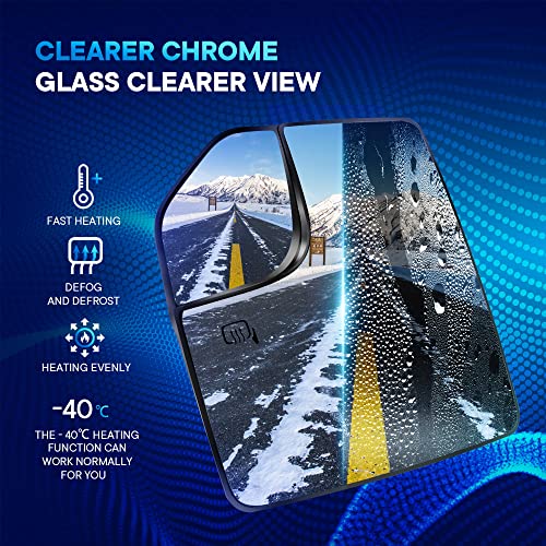SNEMEEY Compatible with Ford F150 Driver Side Mirror Glass 2015 2016 2017 2018 2019 2020 2021, Left Heated Chrome View Mirror with Backing Plate, Blind Spot Convex Mirror with Rear Holder, FL3Z17K707A - Image 2