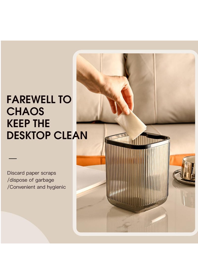 SYOSI Mini Transparent Countertop Trash Can, Tiny Garbage Bag Holder,  Desk Bin with Mobile Holder, Essential Small Garbage can Designed for Versatile use, Suitable for Home Kitchen Office (Black Grey)  - Image 4