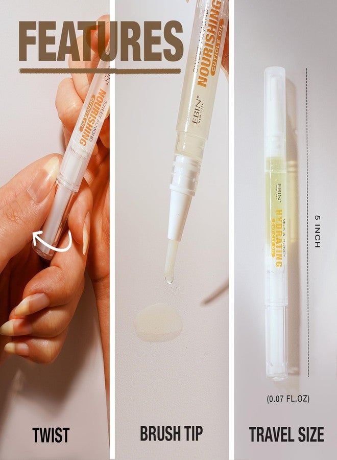 EBIN NEW YORK Cuticle Oil Pen - Hydrating Milk & Honey Infused, Jojoba Oil and Vitamin E Blend to Soften Cuticles and Strengthen Nails, Travel Size - Image 5
