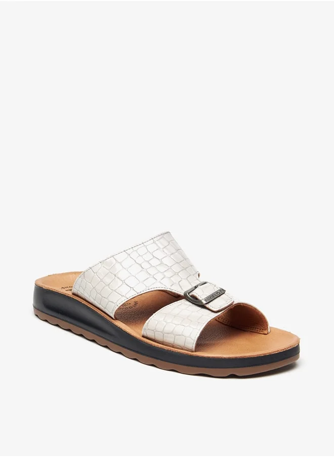 Le Confort Men's Textured Slip-On Arabic Sandals with Buckle Detail