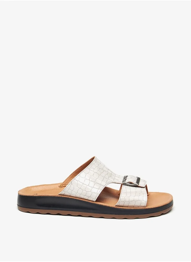 Le Confort Men's Textured Slip-On Arabic Sandals with Buckle Detail