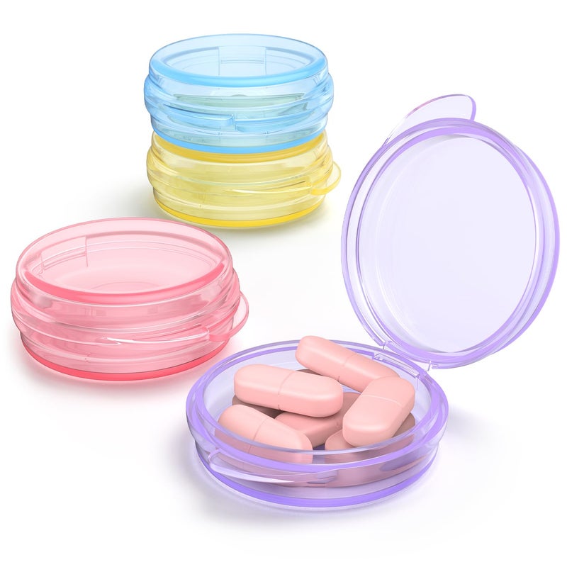 Urekt Small Pill Box, (4 Pack) Travel Pill Case Portable Daily Pill Organizer Mini Medicine Storage Container for Pocket Purse Cod Liver Oil Storage Box Earplug Case - Image 1
