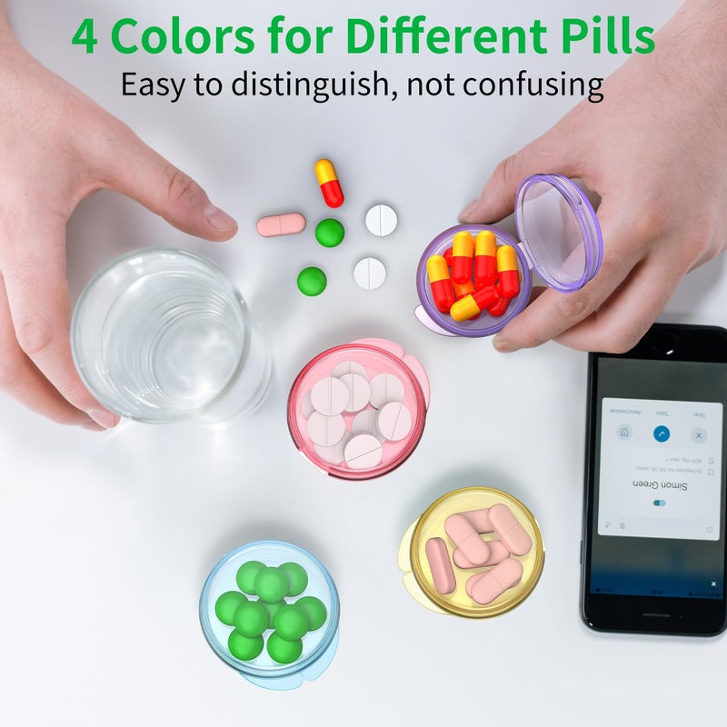 Urekt Small Pill Box, (4 Pack) Travel Pill Case Portable Daily Pill Organizer Mini Medicine Storage Container for Pocket Purse Cod Liver Oil Storage Box Earplug Case - Image 5