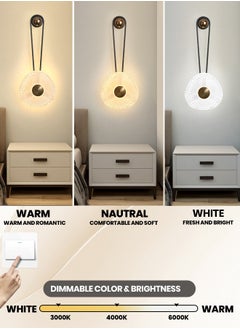 YATAI LIGHTING LED Wall Lamp, Modern Dimmable LED Bedside Sconce 6W Indoor Home Decor Wall Mount Light Fixture for Living Room, Bedroom, Hallway (Black/Gold)  - Image 3