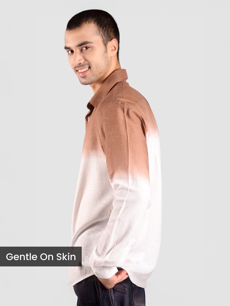 Beyoung Brown Cotton Ombre Shirt - Image 2
