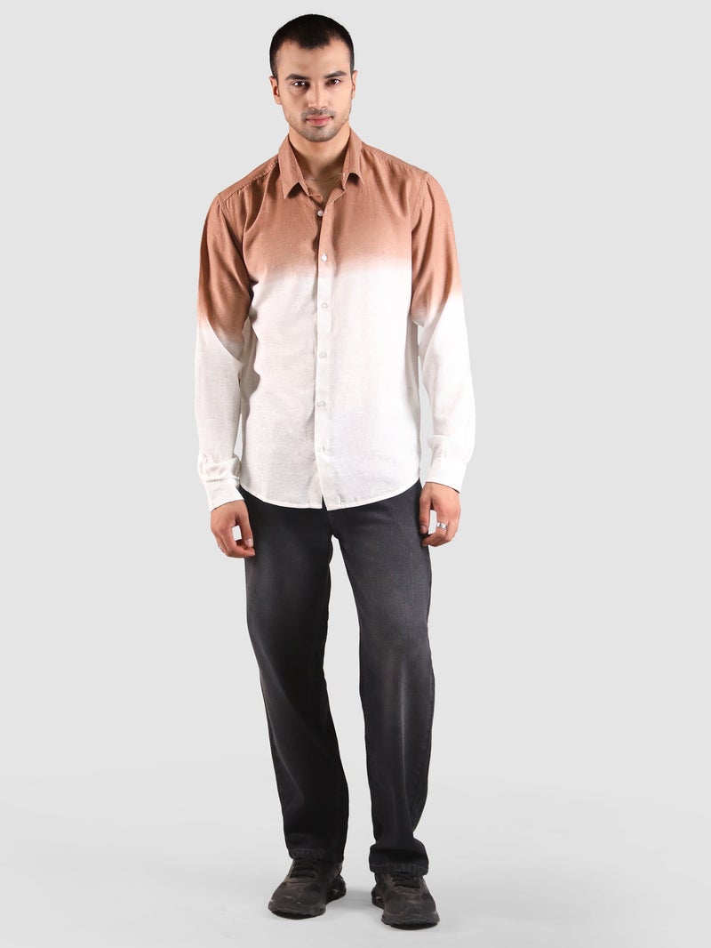 Beyoung Brown Cotton Ombre Shirt - Image 5