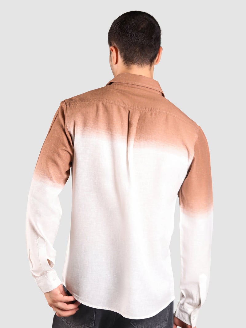 Beyoung Brown Cotton Ombre Shirt - Image 3