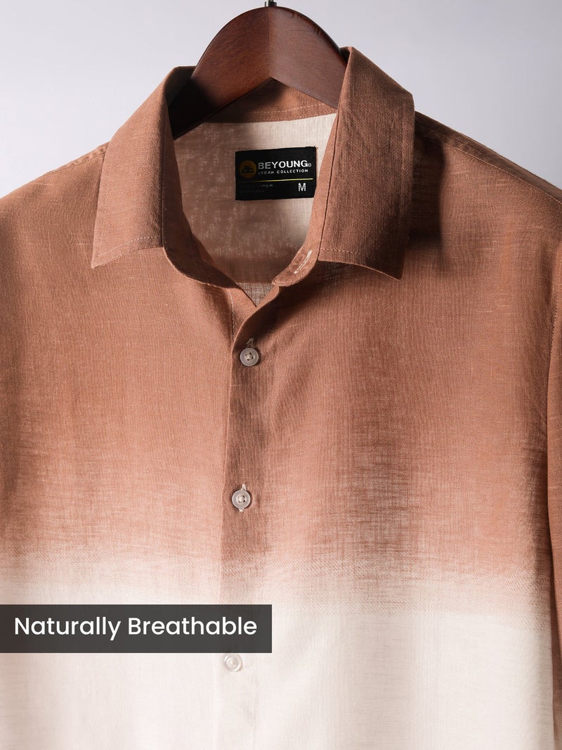 Beyoung Brown Cotton Ombre Shirt - Image 4