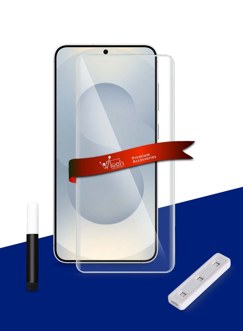 Wtech Samsung Galaxy S25+ 5G 2025 Premium Curved Edges UV Full Glue Full Cover Tempered Glass Screen Protector - Clear - Image 1