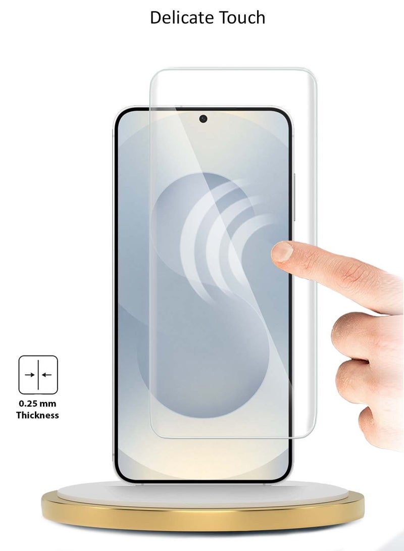 Wtech Samsung Galaxy S25+ 5G 2025 Premium Curved Edges UV Full Glue Full Cover Tempered Glass Screen Protector - Clear - Image 4