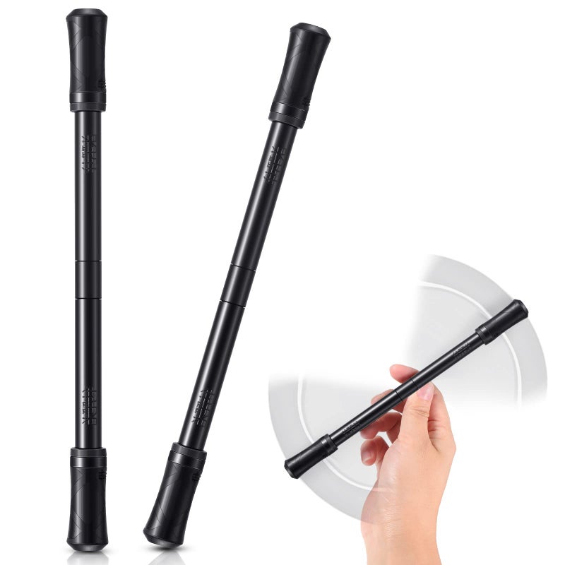 Outus 2 Pieces Spinning Pen Rolling Finger Rotating Gaming Trick Pen Mod with Tutorial No Refill Stress Releasing Brain Training Toys for Valentines Day Adults Office Supplies GiftsBlack - Image 2