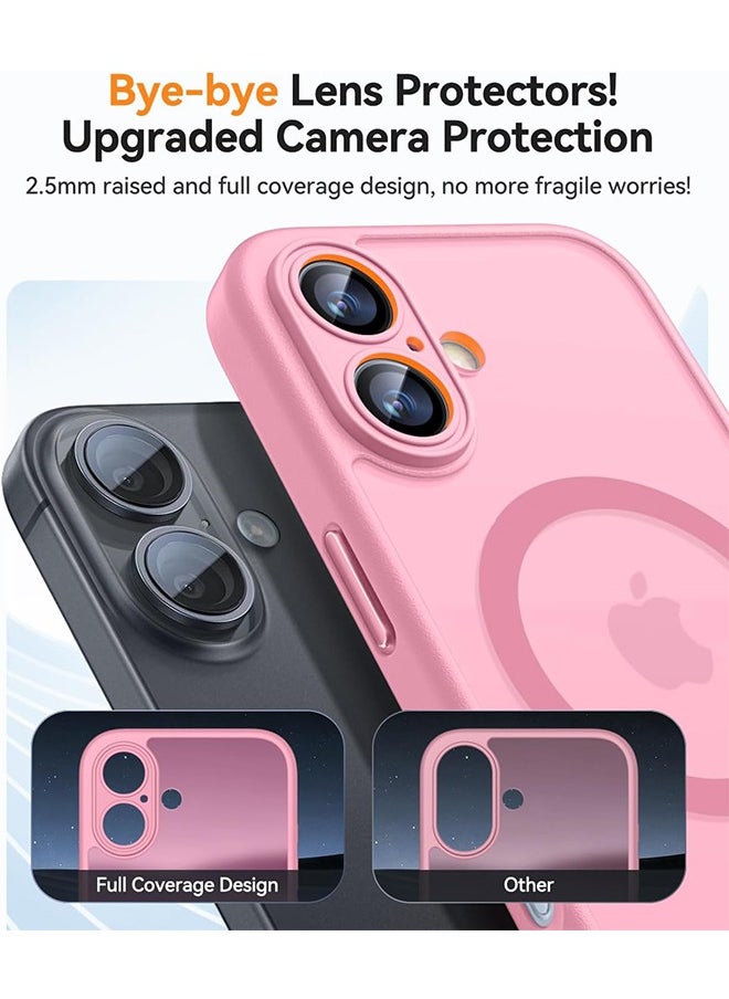 Generic - Magnetic for iPhone 16 Case, Upgraded Full Camera Protection Compatible with Magsafe Translucent Matte Shockproof Protective Phone Case for iPhone 16 Pink - Image 1