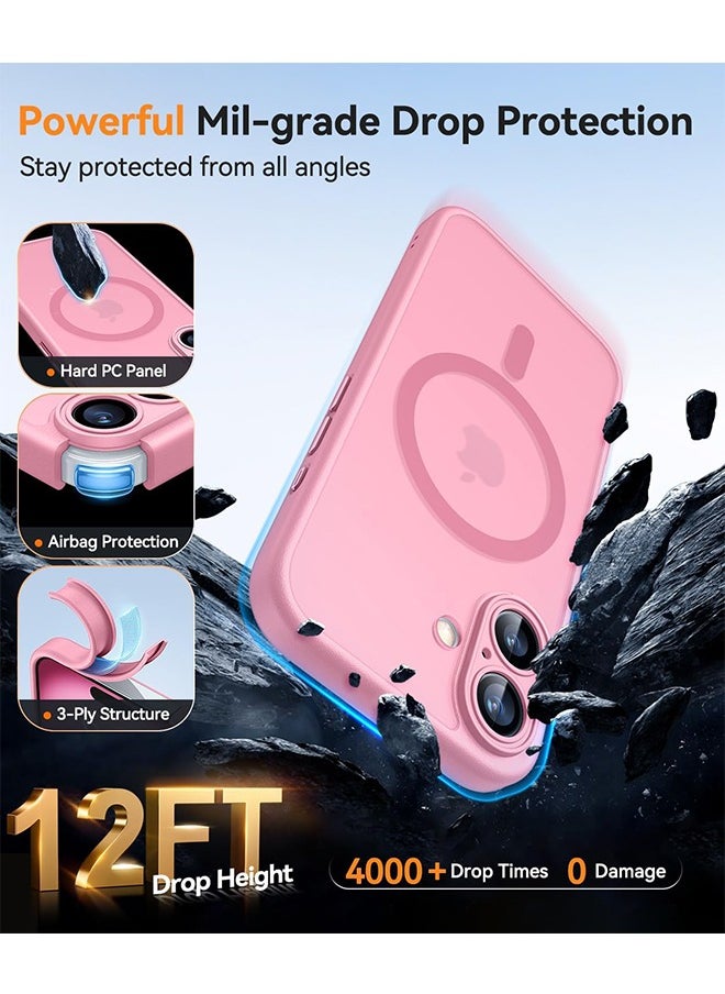 Generic - Magnetic for iPhone 16 Case, Upgraded Full Camera Protection Compatible with Magsafe Translucent Matte Shockproof Protective Phone Case for iPhone 16 Pink - Image 1