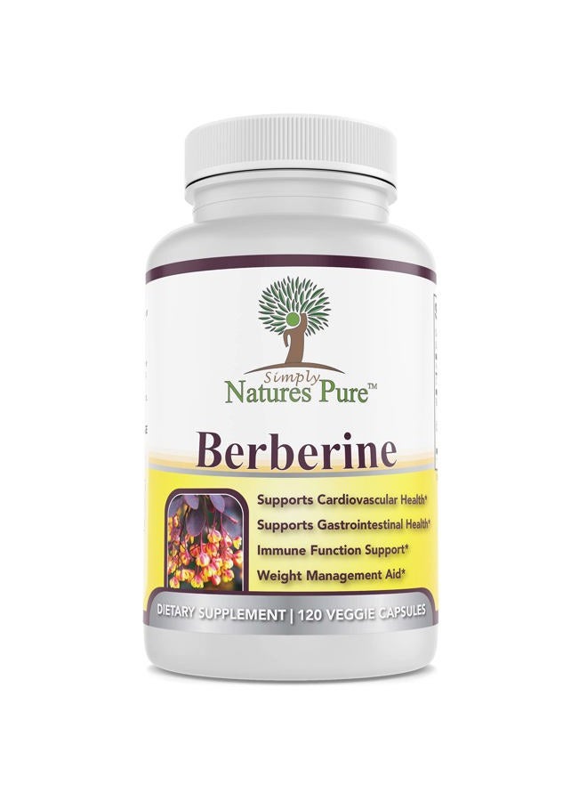 Simply Natures Pure Premium Berberine HCl 500mg - 120 Capsules - Cardiovascular Gastrointestinal Immune Support - Chromium Cinnamon - Image 1
