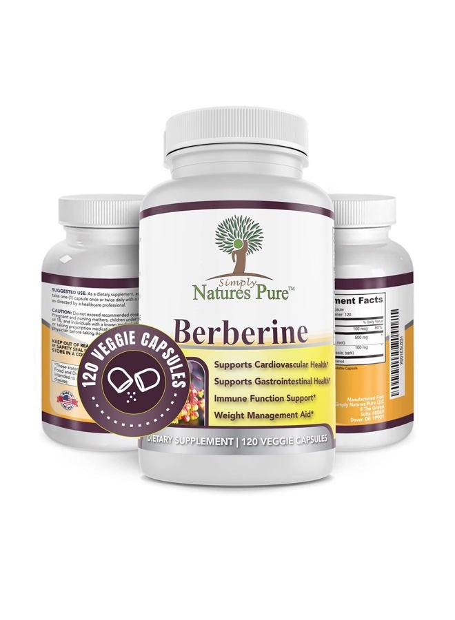 Simply Natures Pure Premium Berberine HCl 500mg - 120 Capsules - Cardiovascular Gastrointestinal Immune Support - Chromium Cinnamon - Image 3
