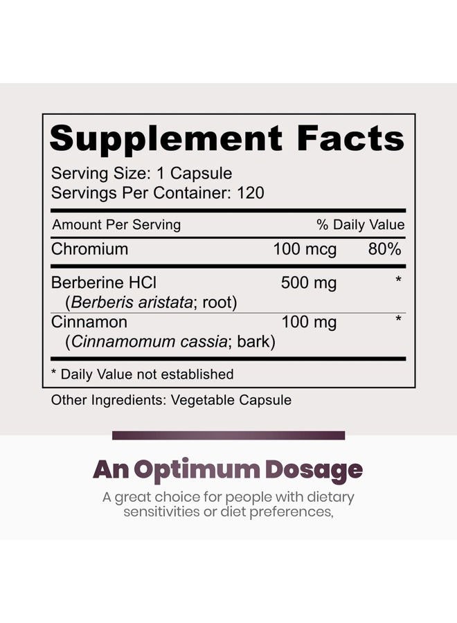 Simply Natures Pure Premium Berberine HCl 500mg - 120 Capsules - Cardiovascular Gastrointestinal Immune Support - Chromium Cinnamon - Image 2