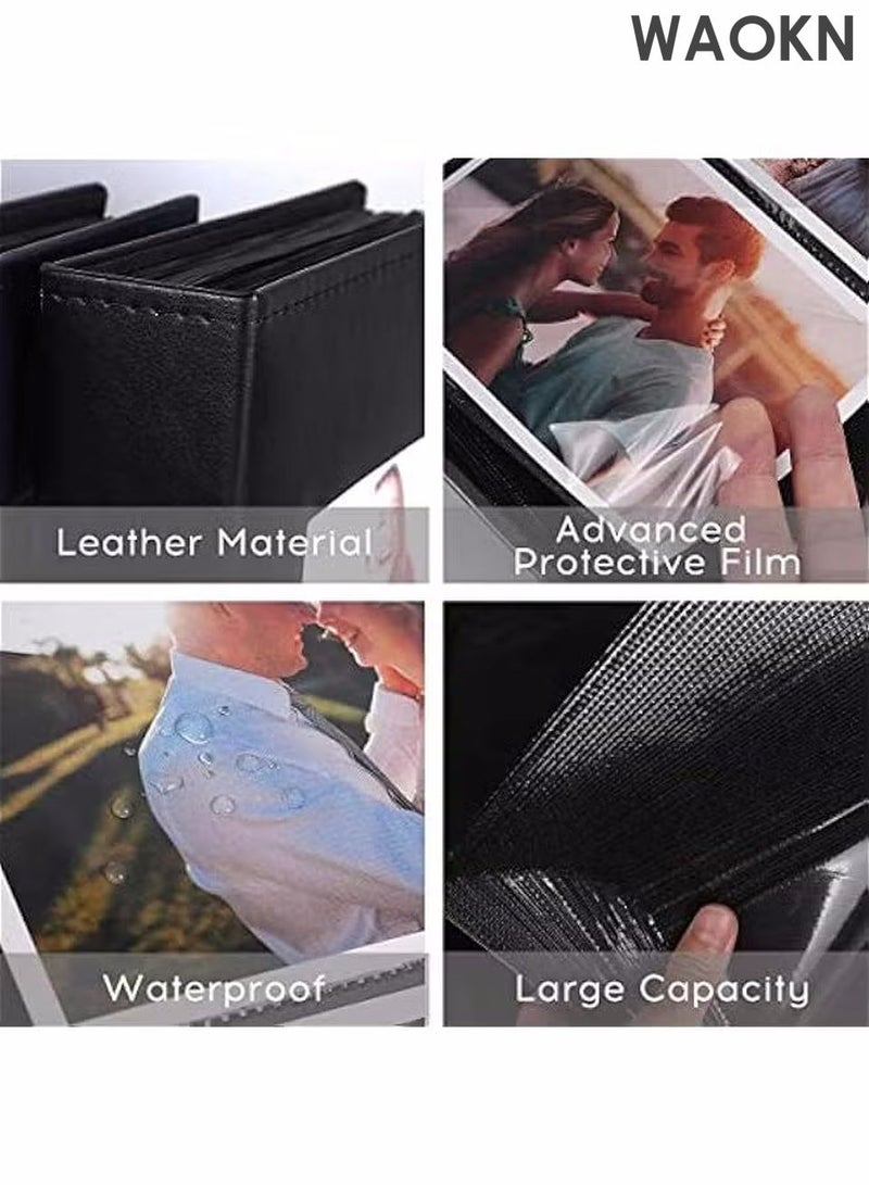 دبليو أيه أو كي أن ألبوم صور جلدي للصور مقاس 6 بوصات (10 × 15 سم) بسعة 300 صورة، سجل قصاصات يدوي الصنع، تصميم أفقي، للذكرى السنوية، الزفاف، السفر، حفلات استقبال المولود، إلخ، أسود - Image 5