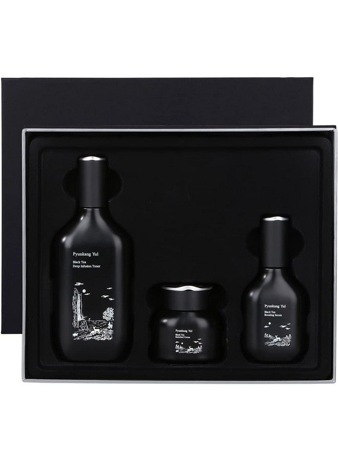 [PKY] مجموعة هدايا من شاي بيونكانغ يول الأسود، تغذية عميقة لمكافحة الشيخوخة، تونر مرطب غني، سيروم منشط وكريم مغذي مكثف، خالية من التهيج، للعناية بالبشرة الكورية (مجموعة من 3 قطع) - Image 2