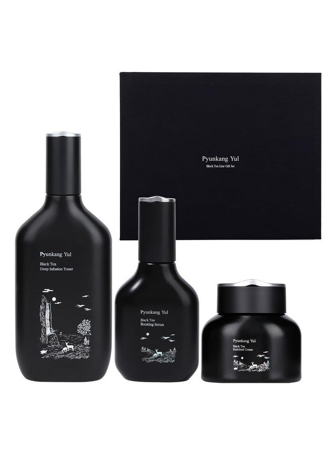 [PKY] مجموعة هدايا من شاي بيونكانغ يول الأسود، تغذية عميقة لمكافحة الشيخوخة، تونر مرطب غني، سيروم منشط وكريم مغذي مكثف، خالية من التهيج، للعناية بالبشرة الكورية (مجموعة من 3 قطع) - Image 1