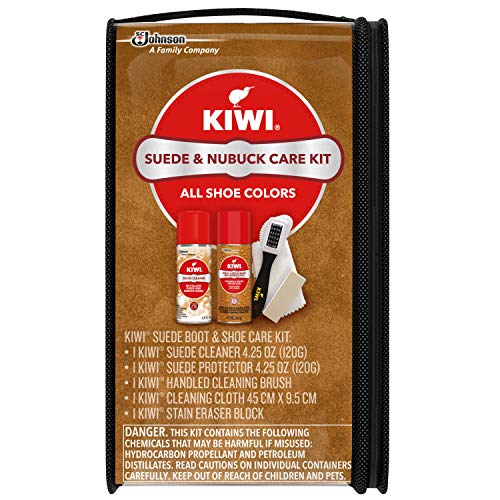 Kiwi طقم منظف الأحذية من كيوي المصنوع من الجلد المدبوغ والنوبوك | للأحذية، والأحذية الطويلة، وأكثر | يتضمن المنظف، والحامي، والفرشاة، والقماش، وكتلة الممحاة - Image 2