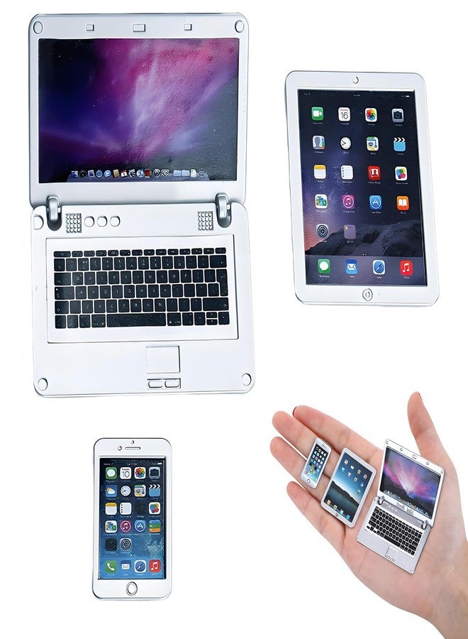 CartHome 3pcs Doll House Furniture, Miniature Phone Include Mini Laptops/Tablets/Smartphones, Mini Phone for Dollhouse Decoration and Scene Simulation Accessories - Image 1