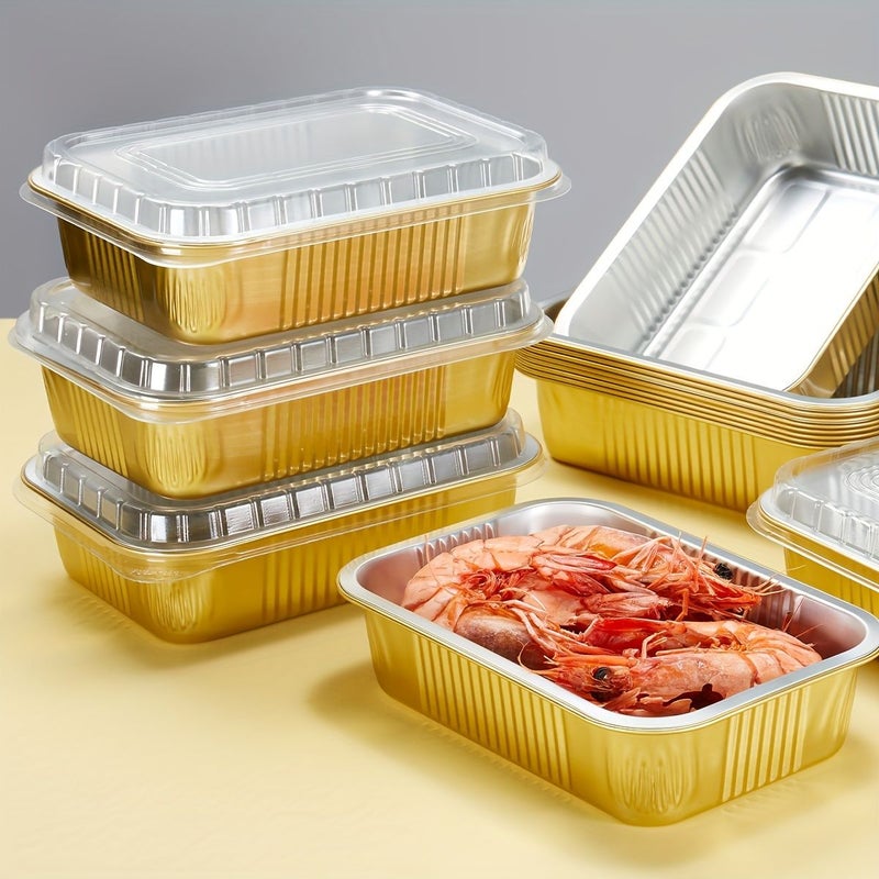 10pcs Heavy Duty Aluminum Foil Pans With Lids Oven Microwave Safe Baking Meal Prep - Image 4