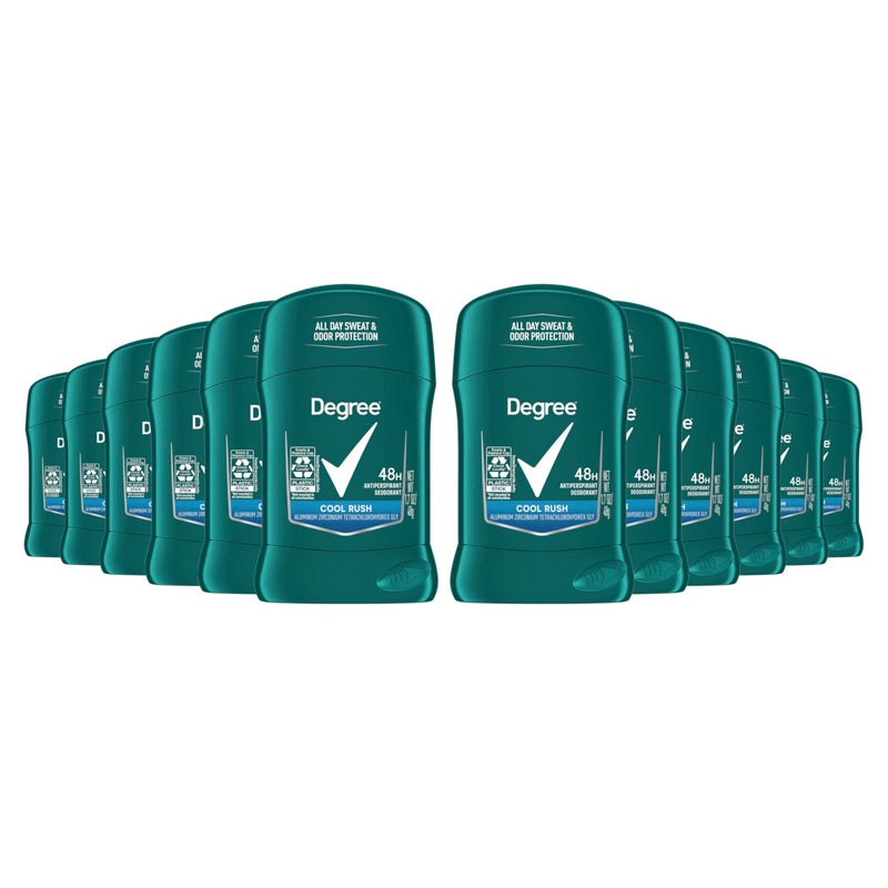 Degree Men Original Protection Antiperspirant Deodorant Cool Rush Pack of 12 48Hour Sweat  Odor Protection Antiperspirant For Men 17 oz