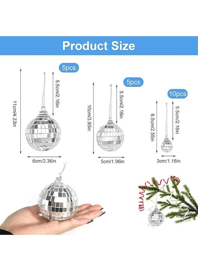 9 Pcs Silver Bright Disco Ball Decor, 3CM / 5CM / 6CM Silver Bright Reflective Mirror Balls, Used for Party Decoration, Lighting Effects, Home Decoration, Stage Props  - Image 3