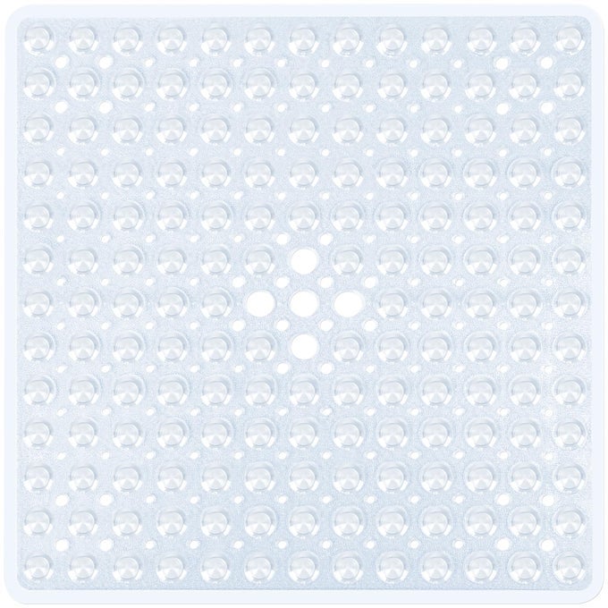 CLEAR SQUARE SHOWER MAT BATHTUB MAT NON SLIP 21X21 INCH SQUARE BATH MAT FOR INSIDE SHOWER TUB SHOWER STALL MATS FOR BATHROOM FLOOR BIG SUCTION CUPS DRAIN HOLE EASY WASHABLE BPAFREE