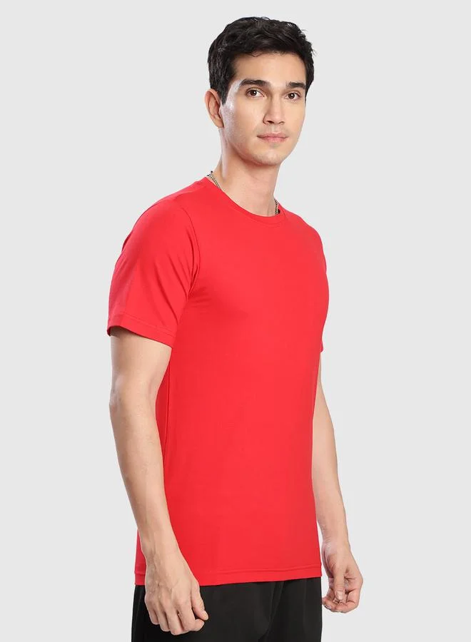 Styli Men Red Cotton Lycra Slim Fit T-Shirt By Bene Kleed