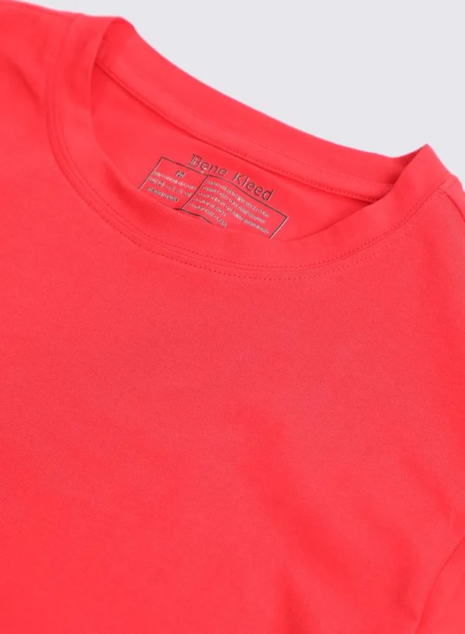 Styli Men Red Cotton Lycra Slim Fit T-Shirt By Bene Kleed