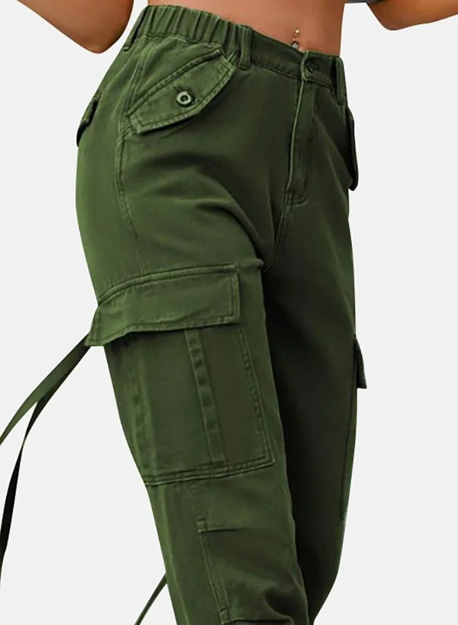 YUNIQEE Green Denim Cargo Pants