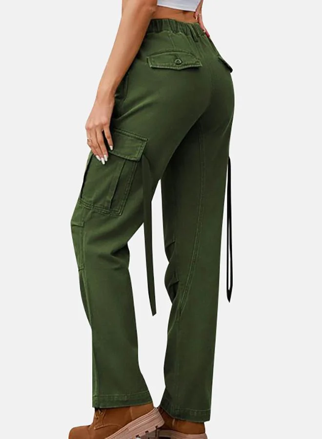 YUNIQEE Green Denim Cargo Pants