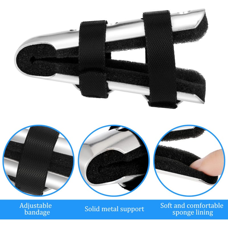 BBTO 6 Pcs Finger Splint Metal Support Finger Brace Arthritis Knuckle Immobilization with Soft Foam Inner Band and Protective Vent for Adults and Children, 2 Styles, Different Sizes(Black) - Image 4